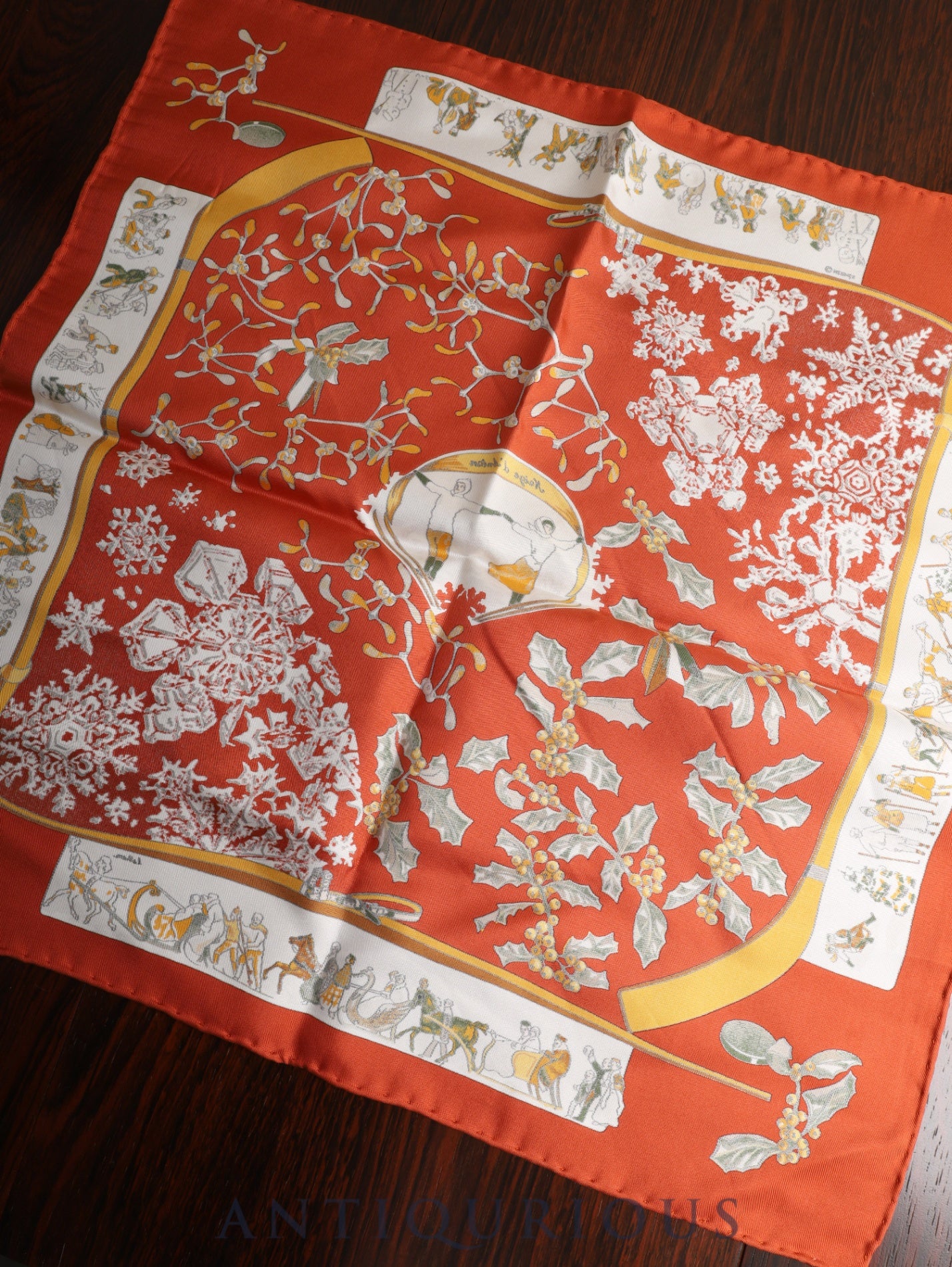 Hermes Scarf Carre 45 Neige d`Antan (Snows of Yesteryear) 100% Silk
