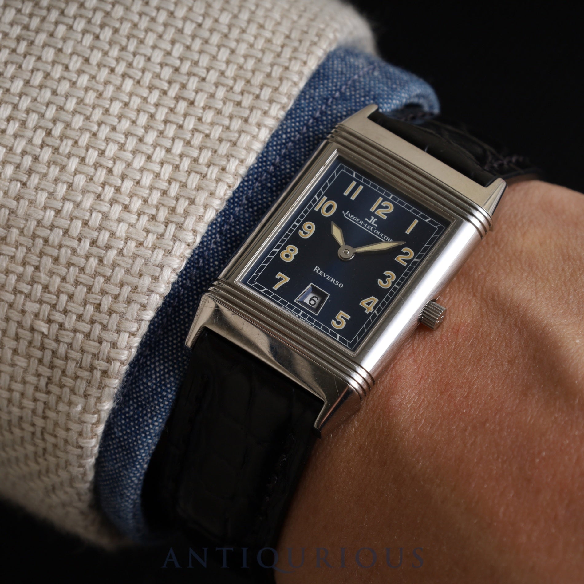 Jaeger-LeCoultre Reverso Classic 250.8.10 Quartz Cal.610 SS Leather Genuine Buckle (SS) Blue Arabic Dial Genuine Leather Strap Overhauled