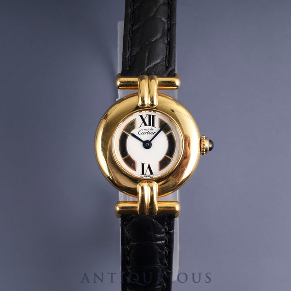 カルティエ マストコリゼ W1006654/1902 クォーツ Cal.90.06 SV925 革 純正Dバックル（GP） トリニティ文字盤 オーバーホール済み