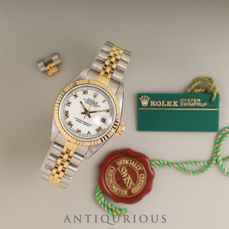 Rolex Lady-Datejust 69173 Automatic Caliber 2135 Stainless Steel/Yellow Gold White Shantung Dial W Serial Number (1994-1995) 1 Link Tag Overhauled