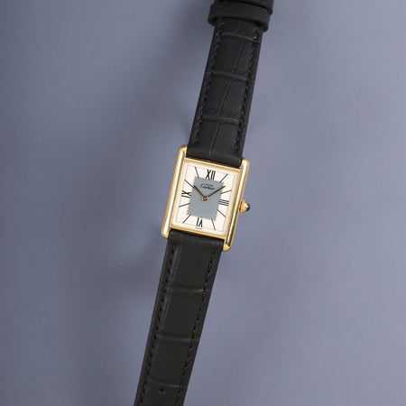 Cartier Must Tank LM 590005 Quartz Cal. 90 SV925 Leather Original Pin Buckle (GP) Center Gray Dial Roman Numerals (SWISS Mark) Overhauled Polished