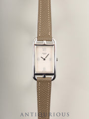 Hermès Nantucket Quartz Cal. 976.001 Stainless Steel Leather Watch with Genuine Stainless Steel Buckle, Silver Dial, Overhauled
