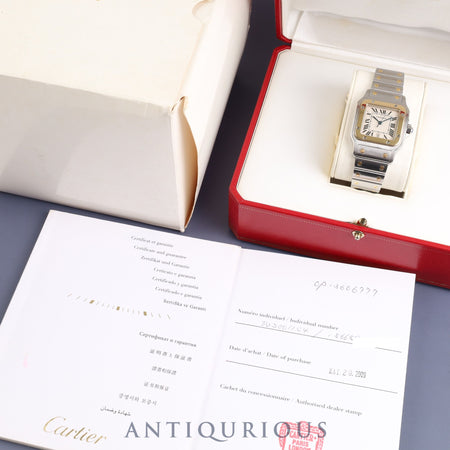 Cartier Santos Galbee LM W20011C4/1566 Quartz Cal.687 SS/YG White Roman Dial Box Warranty (2009) Overhauled