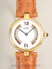 Cartier Must Vendôme VLC SM W1006554 / 590004 Quartz Cal.90 SV925 (case dents) Leather Genuine D-Buckle (GP) Side Trinity Dial (SWISS notation) Overhauled