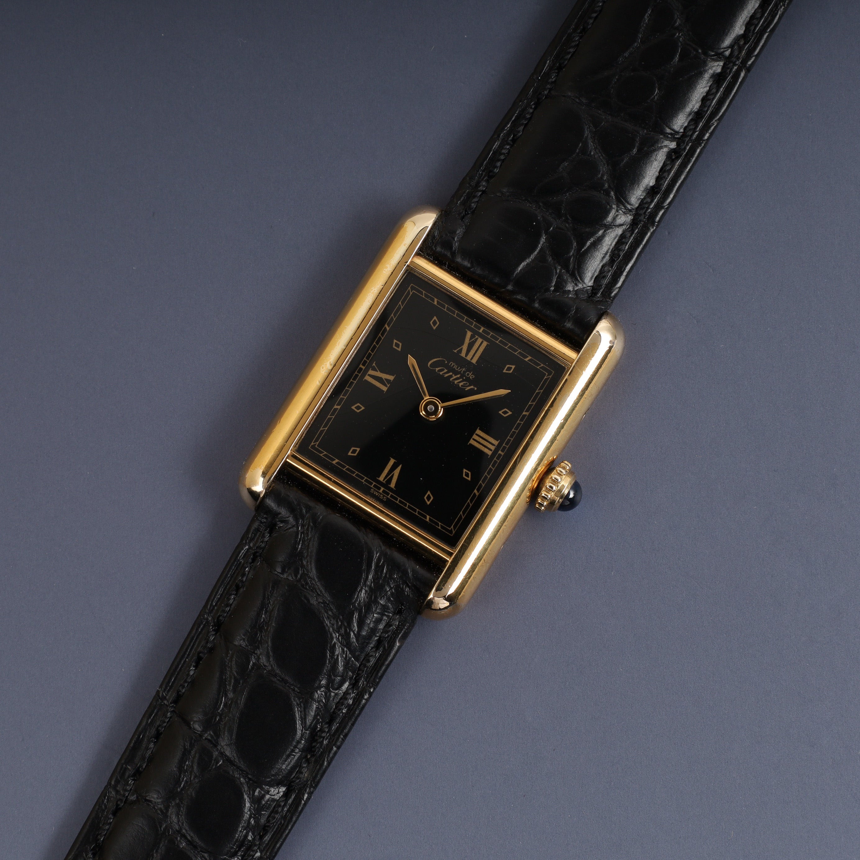 CARTIER Cartier Must Tank SM QZ Black Flying Roman Dial