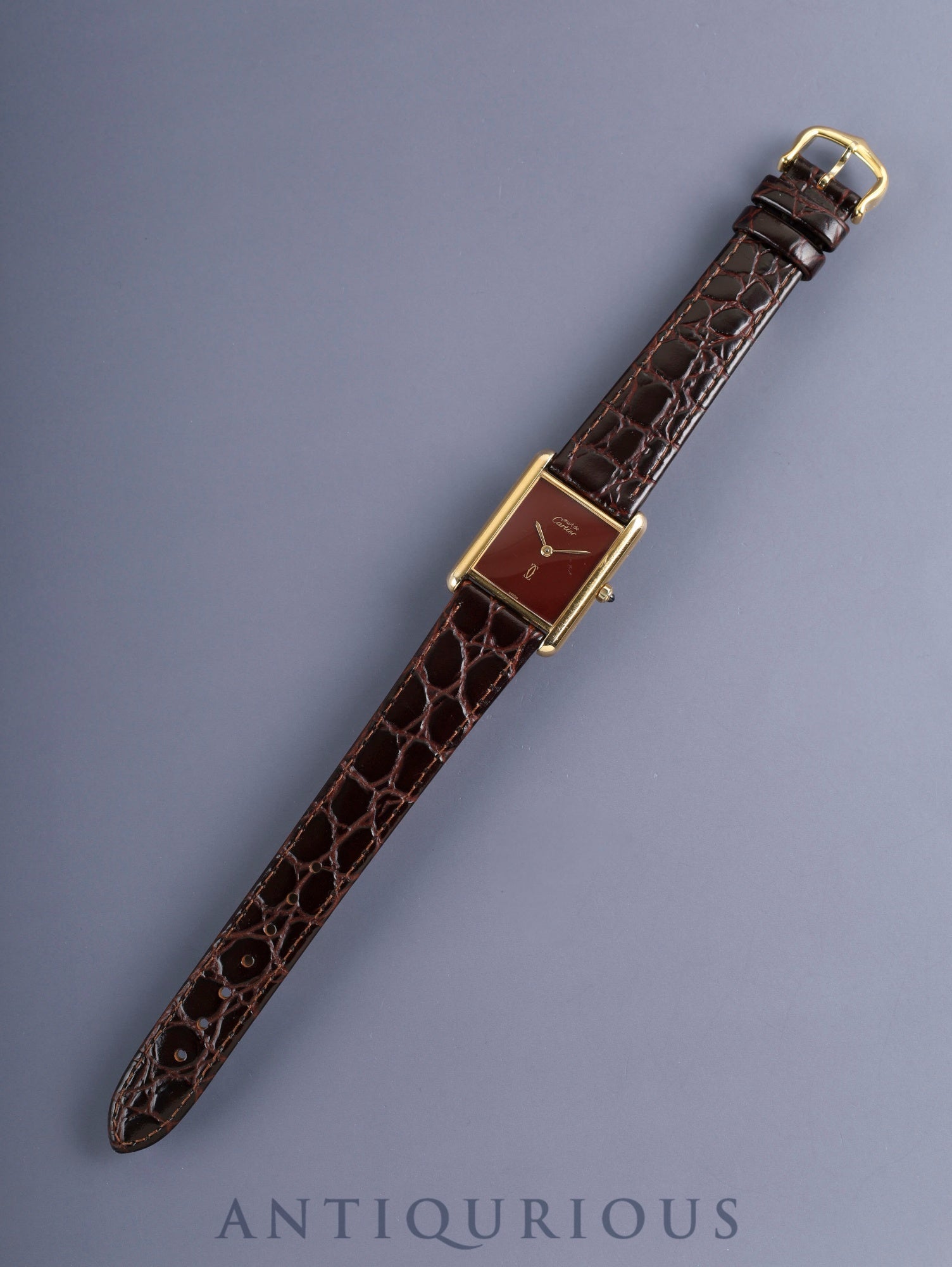 Cartier Must Tank LM 6 81006 Quartz Cal.690 SV925 Leather Genuine Pin Buckle (GP) Garnet Dial Bordeaux Dial (SWISS marking) Overhauled