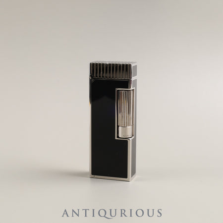 Dunhill Lighter Black Lacquer Embossed Stripes Adjusted and Checked