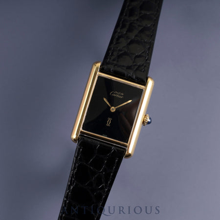 Cartier Must Tank LM Manual Winding Cal.78-1 SV925 Black Onyx Dial Overhauled and Refurbishing