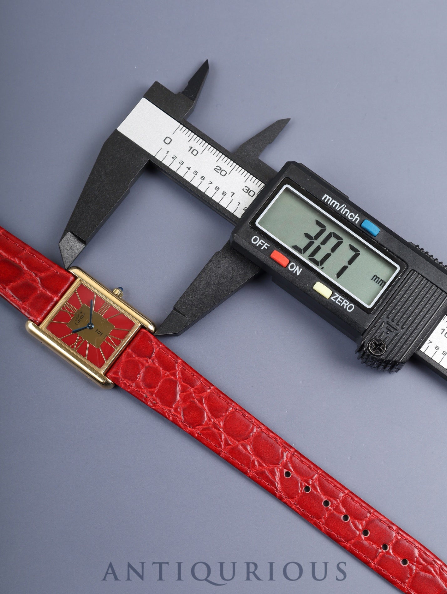 カルティエ マストタンク LM 6 81006 クォーツ Cal.81 SV925 革 純正ピンバックル（GP）ガーネットクロワゾネ文字盤（SWISS表記）箱 タグ オーバーホール済み