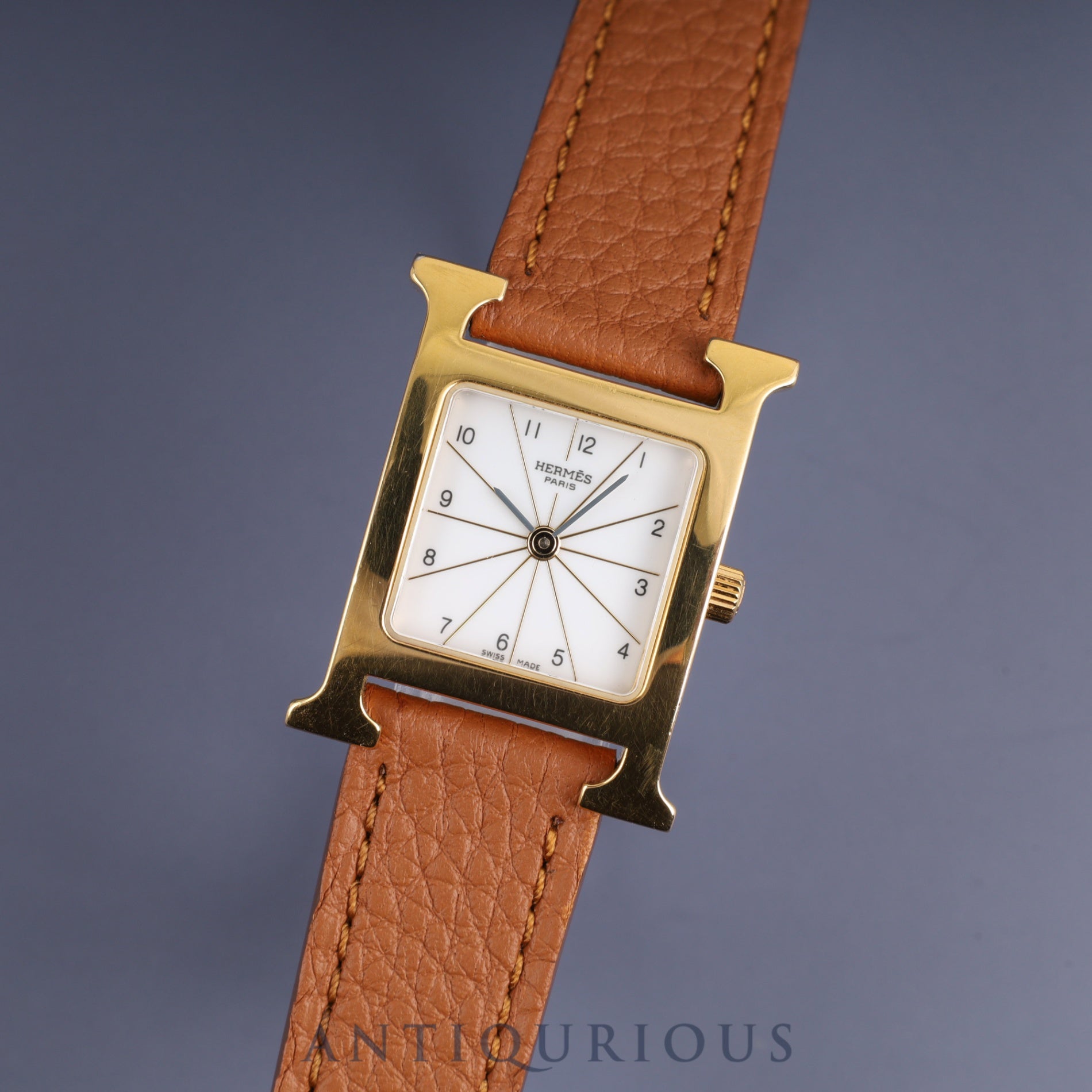 Hermes H Watch HH1.201.130 Quartz Cal.901.001 SS Leather Genuine Buckle (SS) White Dial Box Warranty (2004) Overhauled