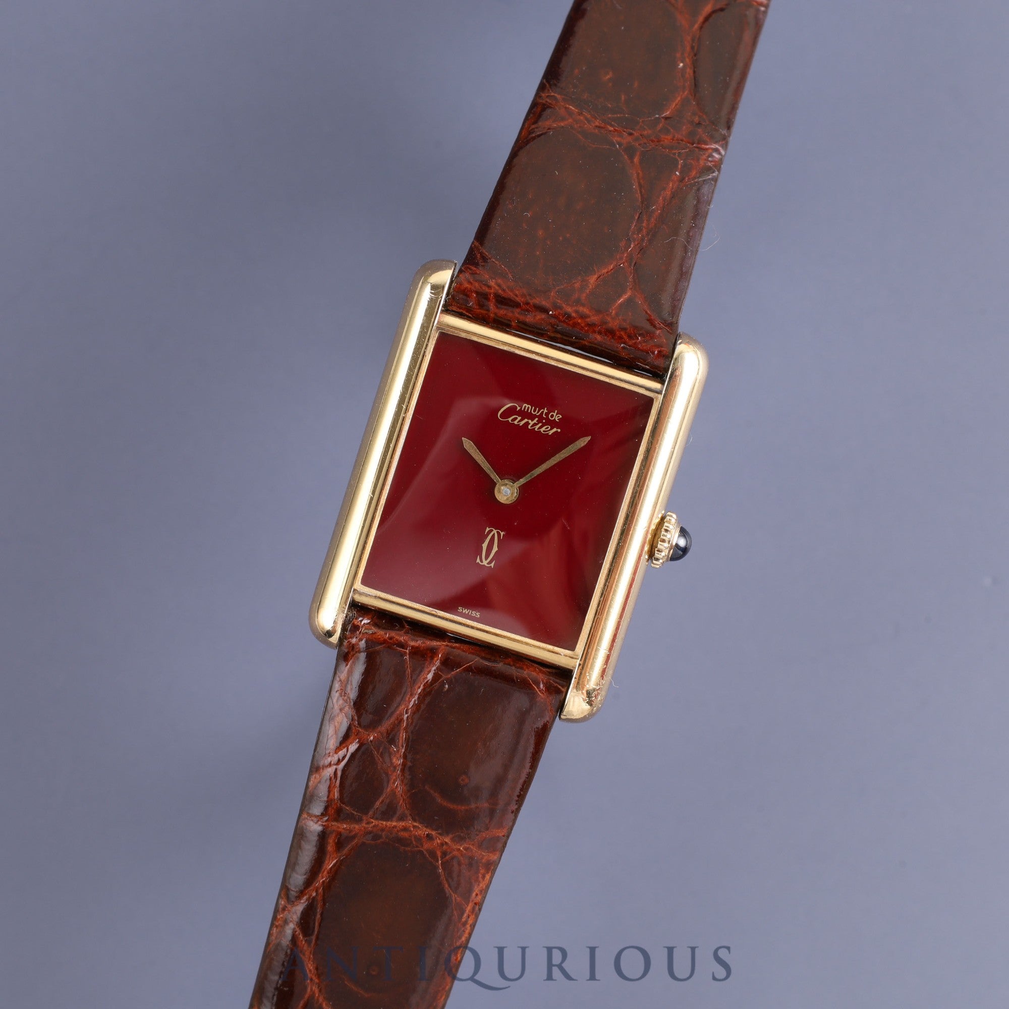 Cartier Must Tank LM Manual winding Cal.78-1 925 Leather Genuine buckle (GP) Bordeaux dial Box Overhauled