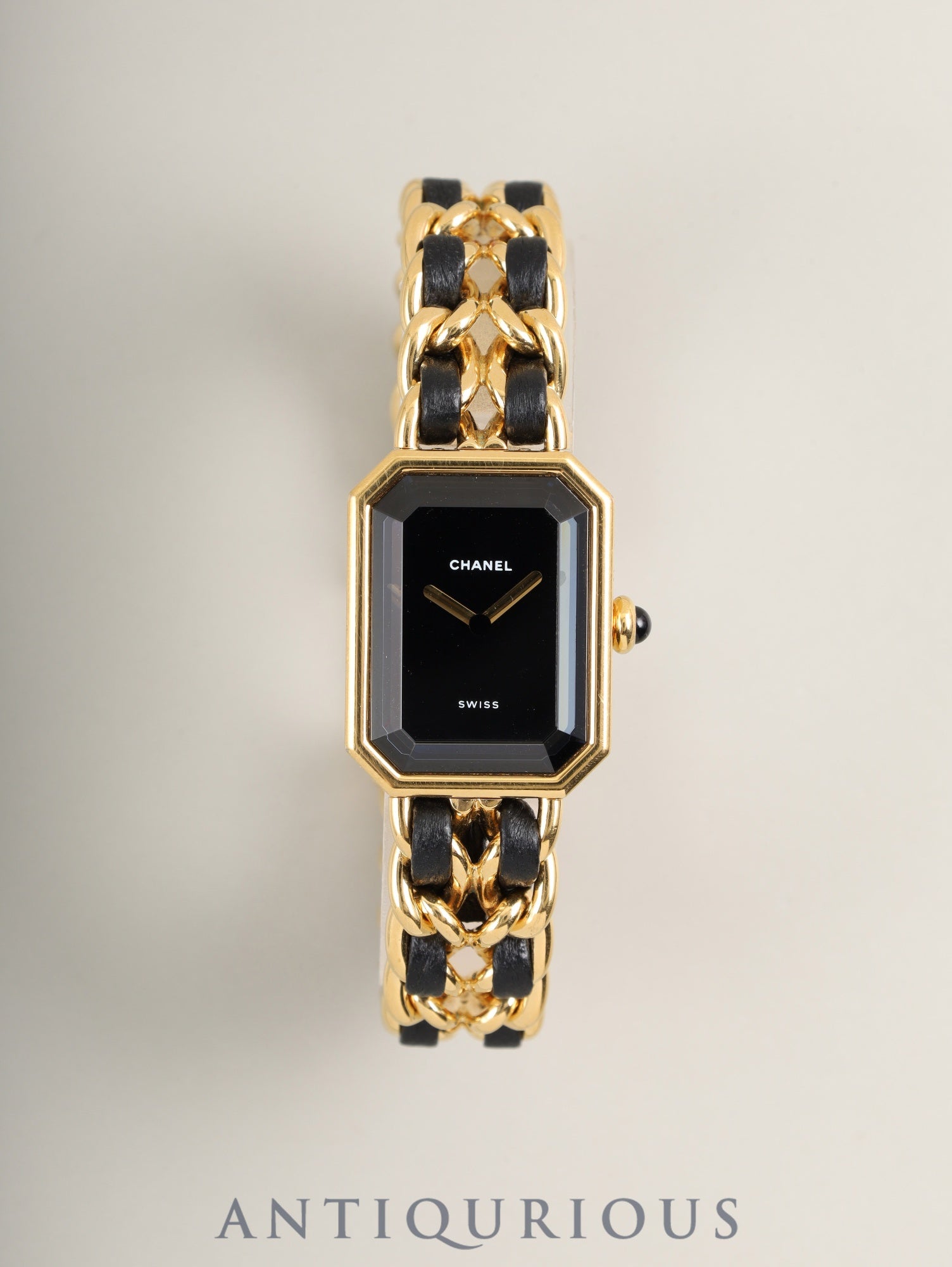 Chanel Premiere L H0001 Quartz Cal.976.001 GP GP/Leather Black Dial Overhauled