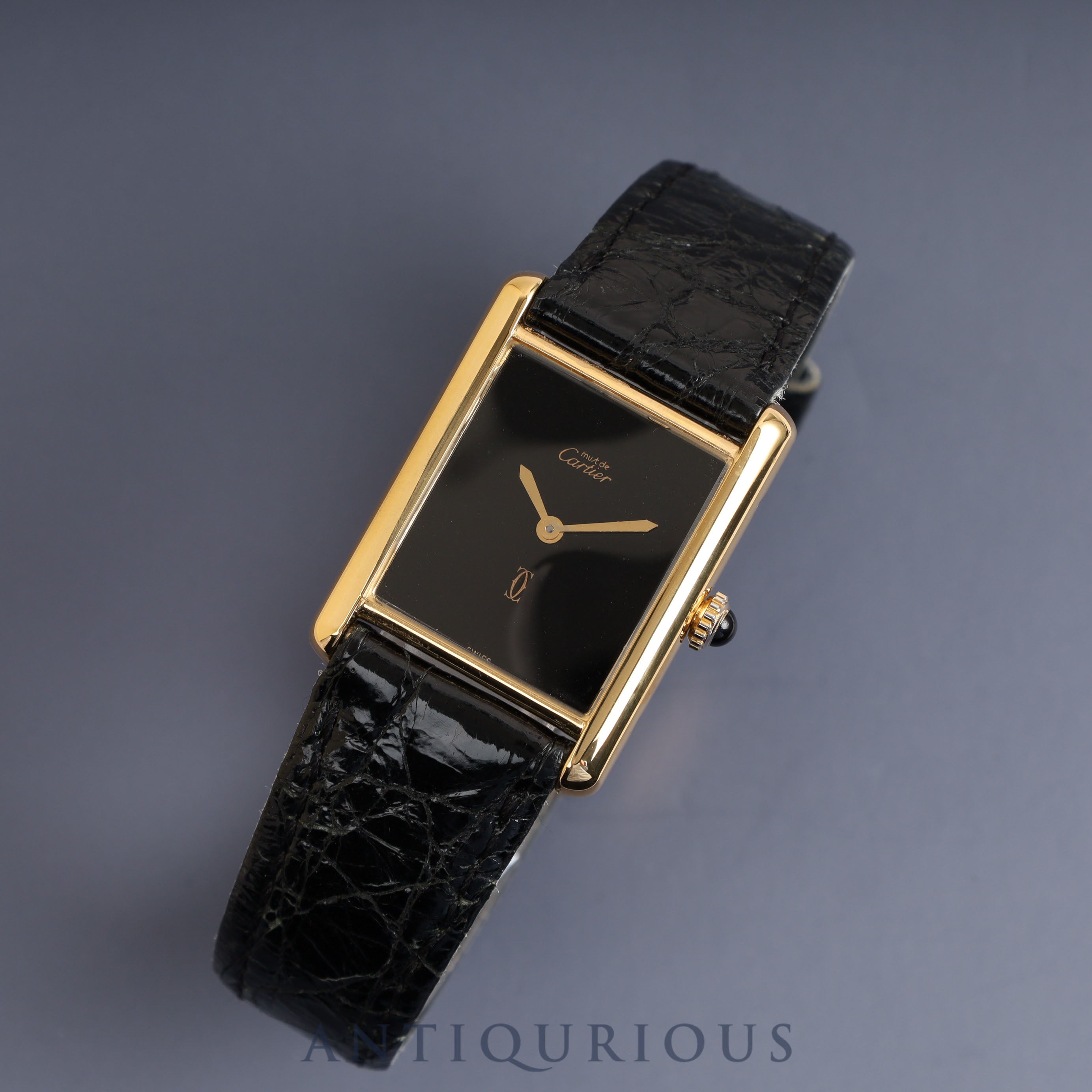 Cartier Must Tank LM Manual Winding Black Onyx Dial