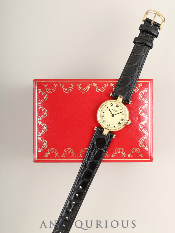 カルティエ マスト ヴァンドーム VLC SM W1002254 / 1851 クォーツ Cal.90.06 SV925 革 純正ピンバックル（GP）アイボリーローマン文字盤（SWISS表記） 箱 オーバーホール済み