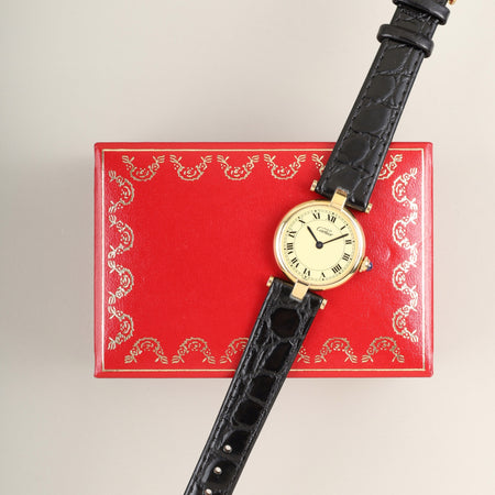 カルティエ マスト ヴァンドーム VLC SM W1002254 / 1851 クォーツ Cal.90.06 SV925 革 純正ピンバックル（GP）アイボリーローマン文字盤 箱 オーバーホール済み