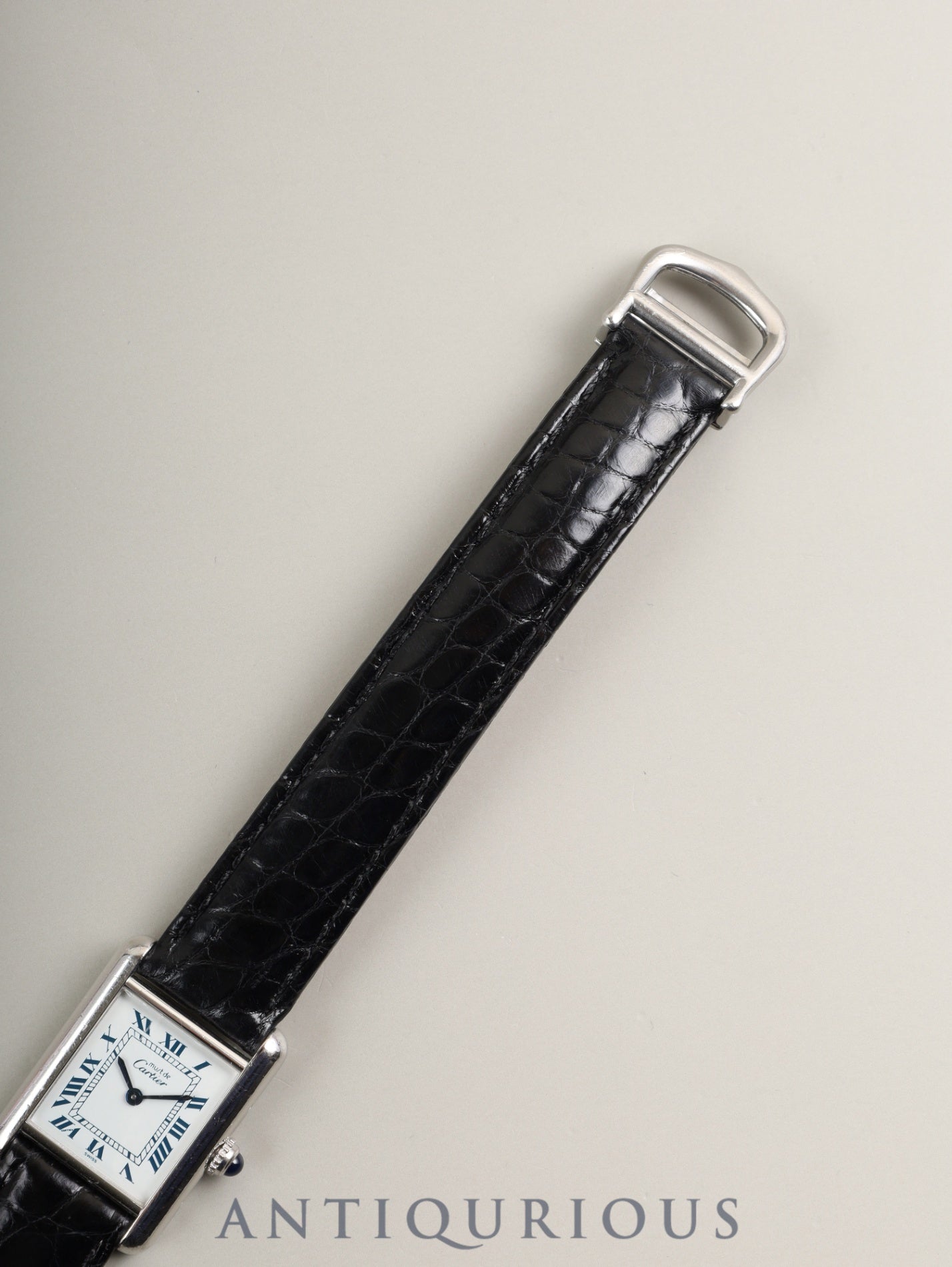 カルティエ マストタンク SM 6057002 クォーツ Cal.- SV925 革 純正Dバックル（SS）ホワイトローマン文字盤 （SWISS表記）カルティエブティックにてコンプリートサービス済み