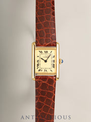 カルティエ マストタンク SM 手巻き Cal.78-1 SV925 革 純正尾錠（GP）アイボリーローマン文字盤（SWISS MADE表記 ）オーバーホール済み