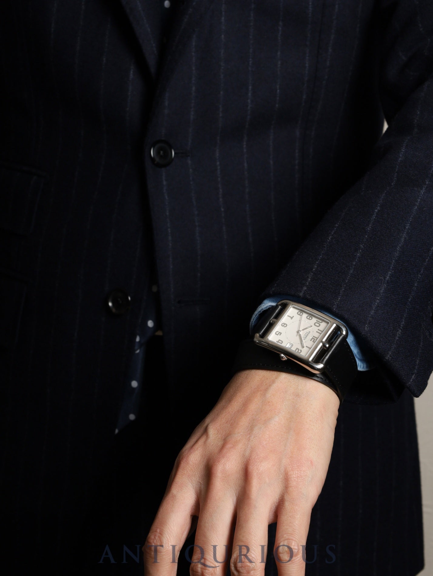 Hermes Cape Cod CC1.810 Quartz Cal.164111 Stainless Steel Leather Strap Original Buckle (Stainless Steel) Silver Arabic Dial Overhauled