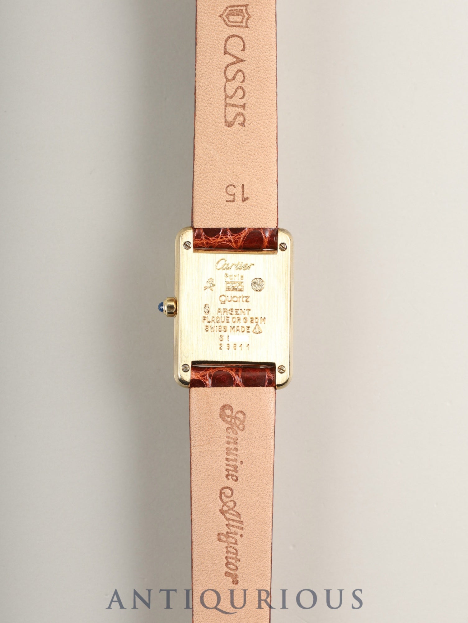 カルティエ マストタンク SM 3 66001 クォーツ SV925 革 純正尾錠（GP） アイボリーローマン文字盤（SWISS表記）1982年頃～1995年頃 カルティエブティックにてコンプリートサービス済み