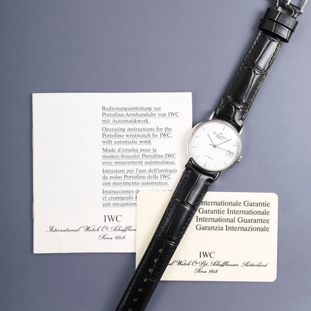 アイダブリュシー ポートフィノ IW351320 自動巻き Cal.37521 SS 革 純正尾錠（SS）ホワイト文字盤 冊子 保証書（1993年）オーバーホール済み