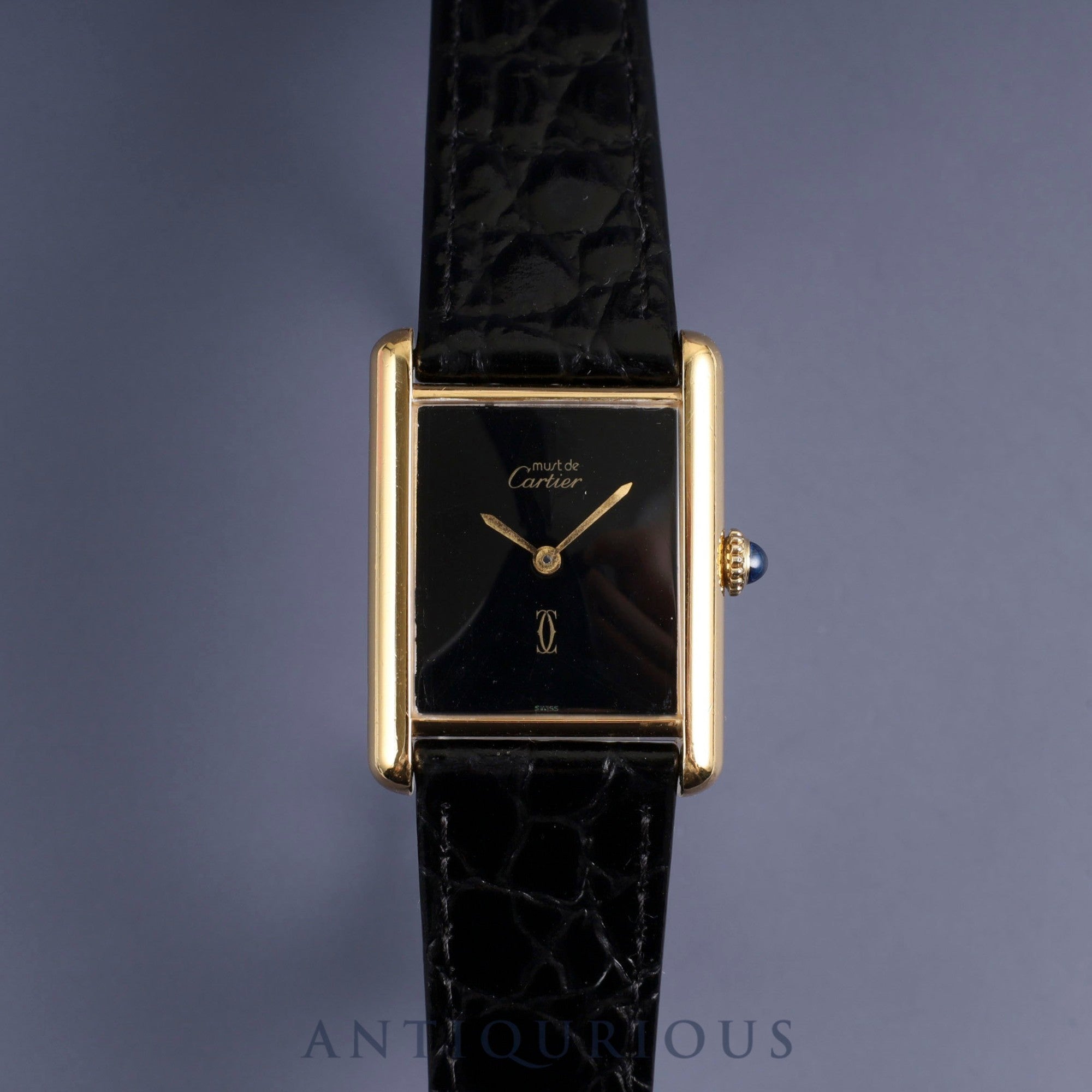 Cartier Must Tank LM Manual Winding Cal.78-1 SV925 Black Onyx Dial Overhauled and Refurbishing