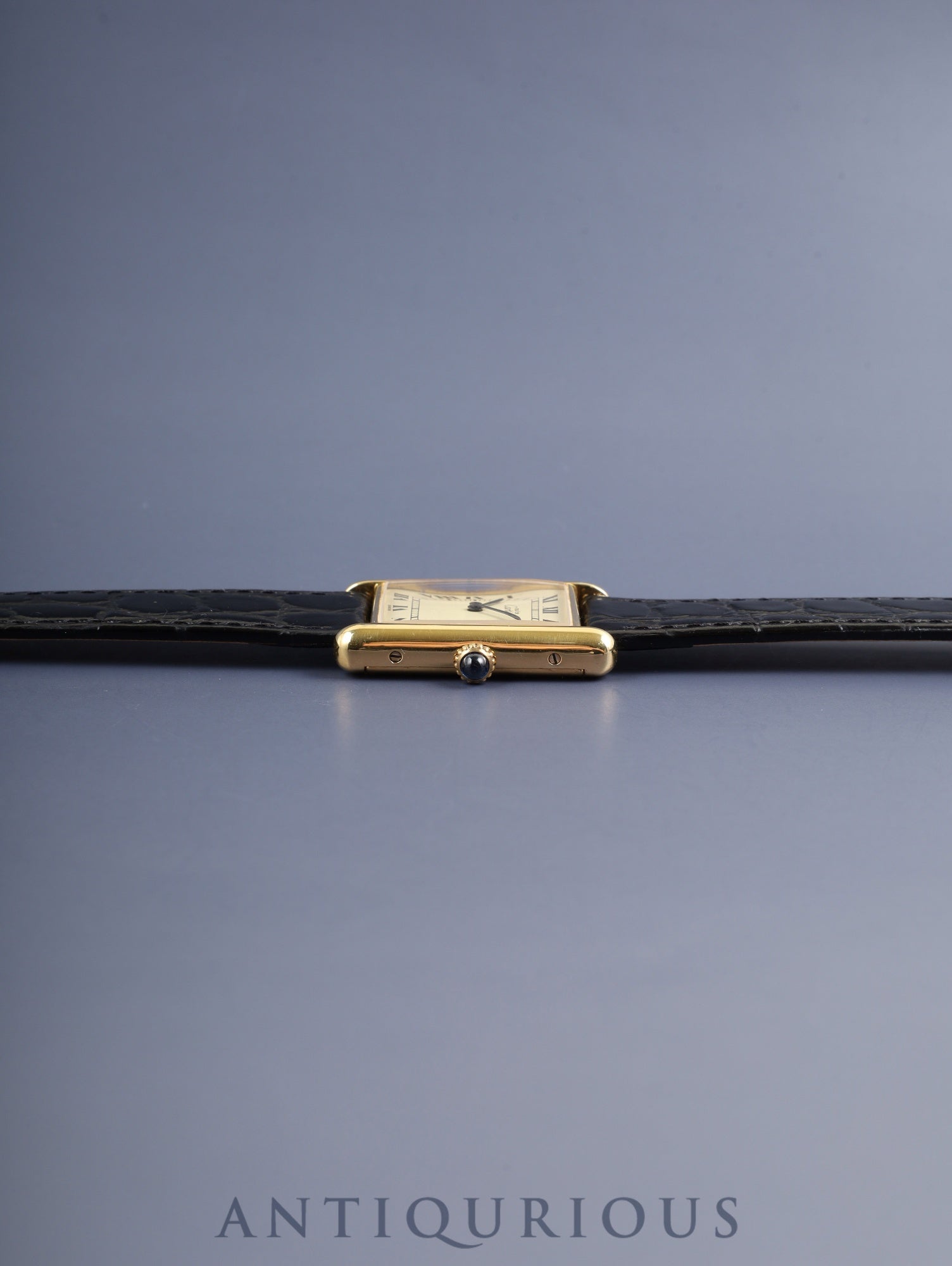 Cartier Must Tank LM, manual winding, Cal. 78-1, SV925, leather, genuine buckle (GP), ivory Roman dial, circa 1976-1981, overhauled and refinished to new condition.