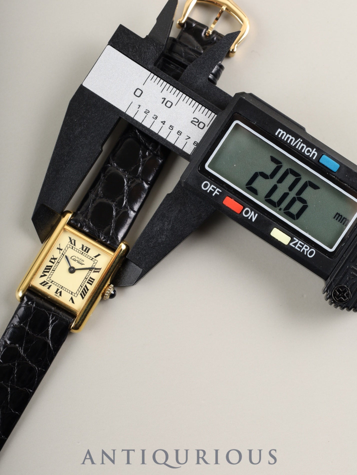 カルティエ マストタンク SM 手巻き Cal.90 SV925 革 純正尾錠（GP）アイボリーローマン文字盤 オーバーホール済み