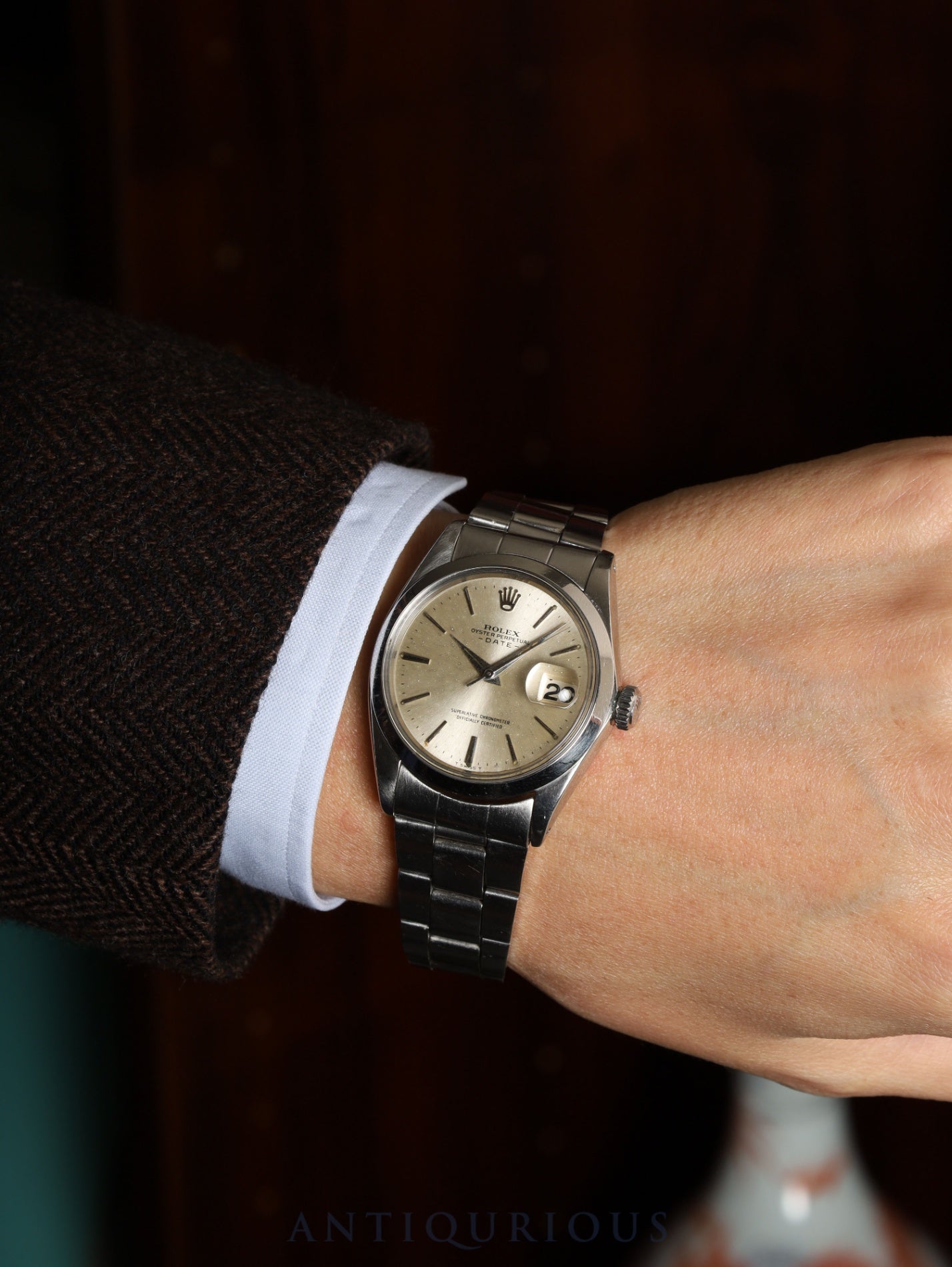 ロレックス オイスターパーペチュアルデイト 1500 自動巻き Cal.1560  SS SS シルバー文字盤 11番（1964年）オーバーホール済み