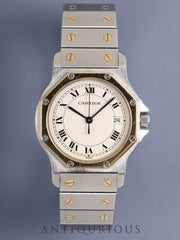 Cartier Santos Octagon LM W2001583 / 187902 Quartz Caliber 687 Stainless Steel x Yellow Gold Ivory Roman Dial Overhauled