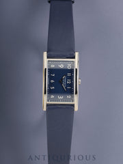 Tiffany East West Mini Quartz SS Genuine Leather Strap Genuine Pin Buckle (SS) Navy Dial Overhauled
