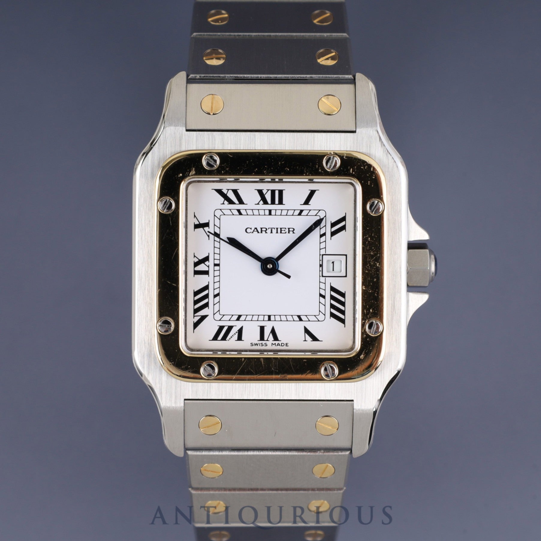 Cartier Santos Galbee LM 81036283 / 1553 Automatic, Stainless Steel/Yellow Gold, White Roman Dial, Fully Serviced at a Cartier Boutique