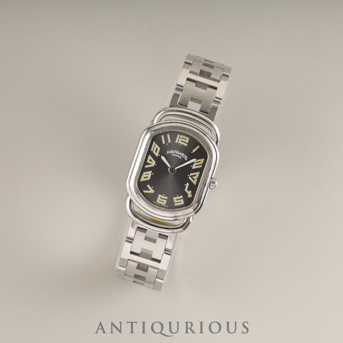 Hermes Rally RA1.210.231 / 3777 Quartz Cal.976.001 SS SS Gray Dial Box Booklet Warranty (1999) Overhauled