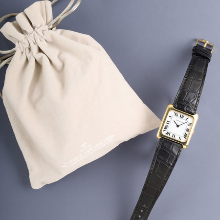 Jaeger-LeCoultre Square Case 9117.21 Manual Winding 750YG Leather Original Buckle (GP) White Roman Dial Overhauled