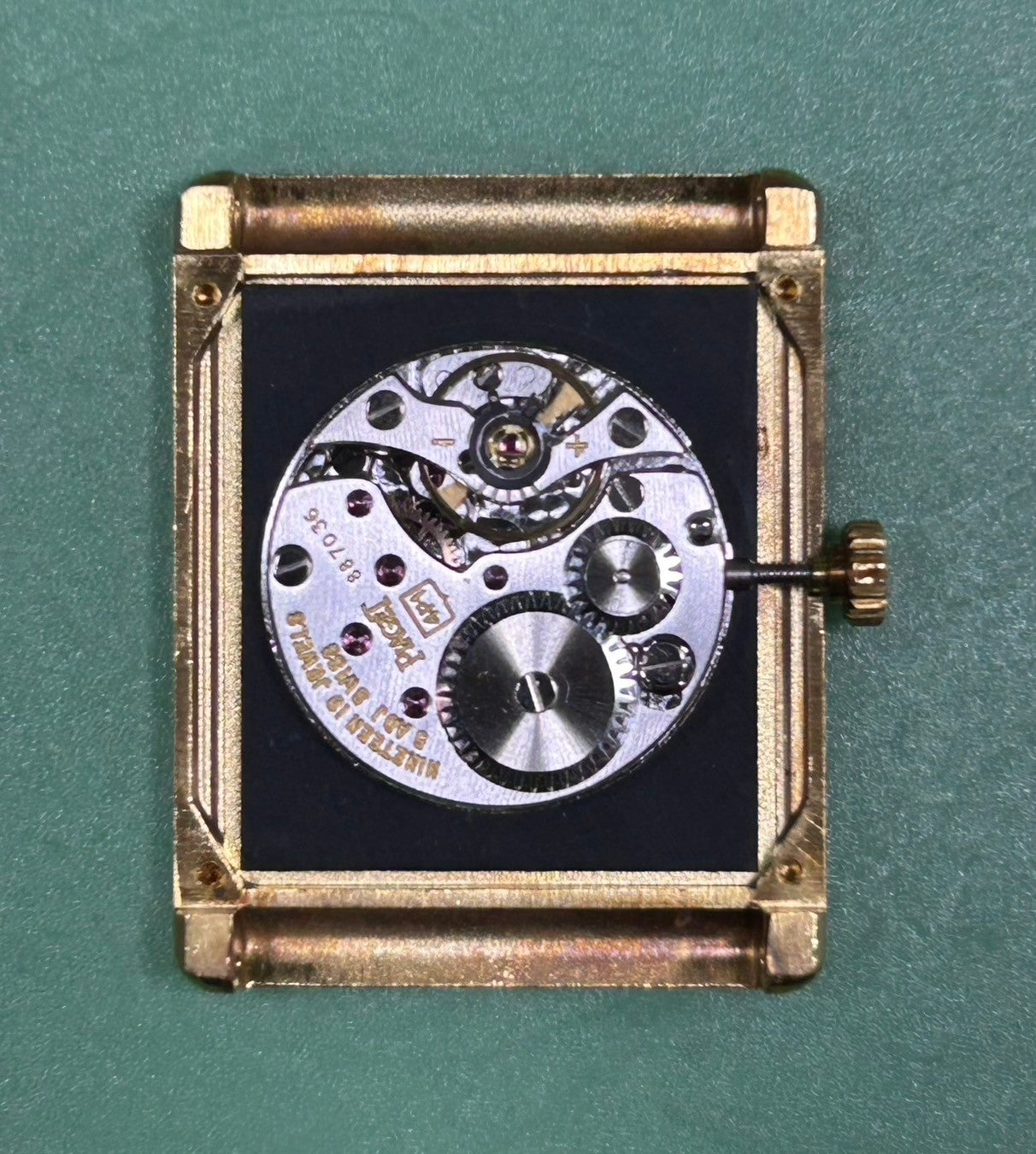 ピアジェ レクタンギュラー 40800 手巻き Cal.4P1 750 革 純正尾錠（750） ブラック文字盤 オーバーホール済み
