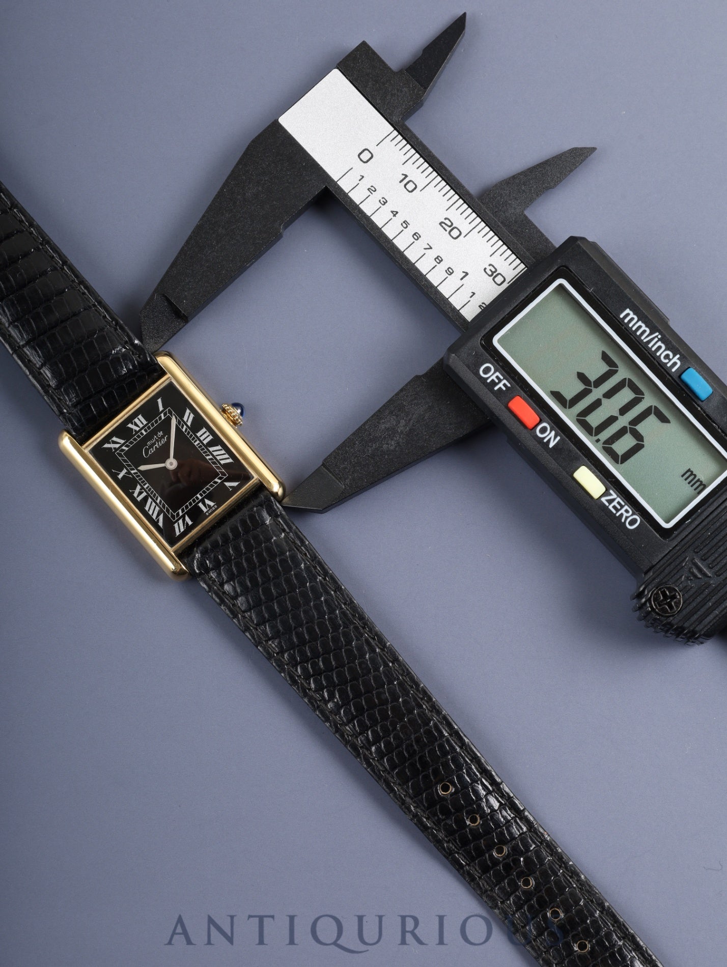 Cartier Must Tank LM Manual Winding SV925 Genuine Leather Strap Genuine Buckle (GP) Black Roman Dial Overhauled