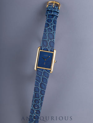 Cartier Must Tank LM 6 Hand-wound Cal.78-1 SV925 Leather Genuine Pin Buckle (GP) Lapis Lazuli Dial (SWISS marking) Overhauled