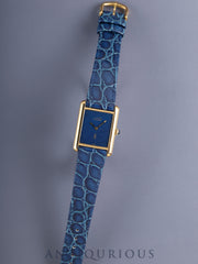 Cartier Must Tank LM 6 Hand-wound Cal.78-1 SV925 Leather Genuine Pin Buckle (GP) Lapis Lazuli Dial (SWISS marking) Overhauled