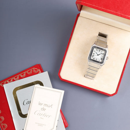 カルティエ サントス ガルベ LM 2960 自動巻き Cal.ETA2671 SS SS ホワイトローマン文字盤 箱 冊子 オーバーホール済み