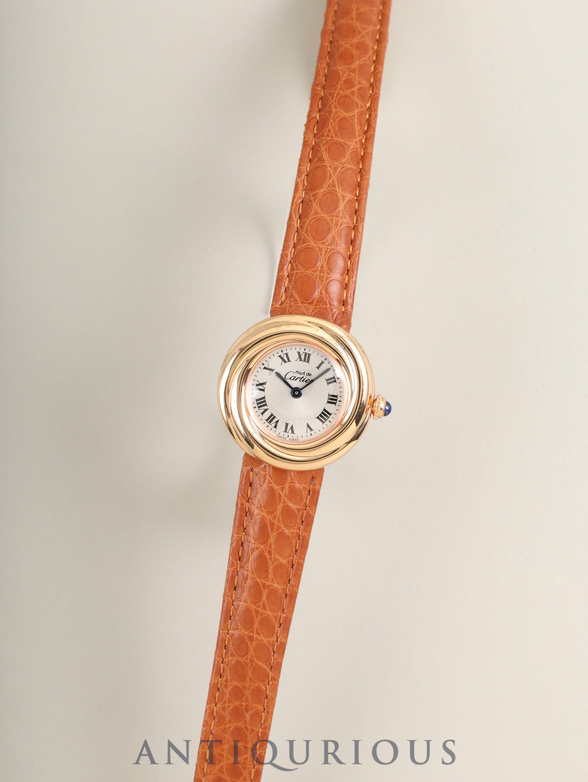 Cartier Must Trinity 2438 Quartz SV925 (PGP) leather, genuine deployant buckle (GP), silver Roman dial (SWISS MADE), with genuine leather strap. Complete service (full maintenance) done at a Cartier boutique.