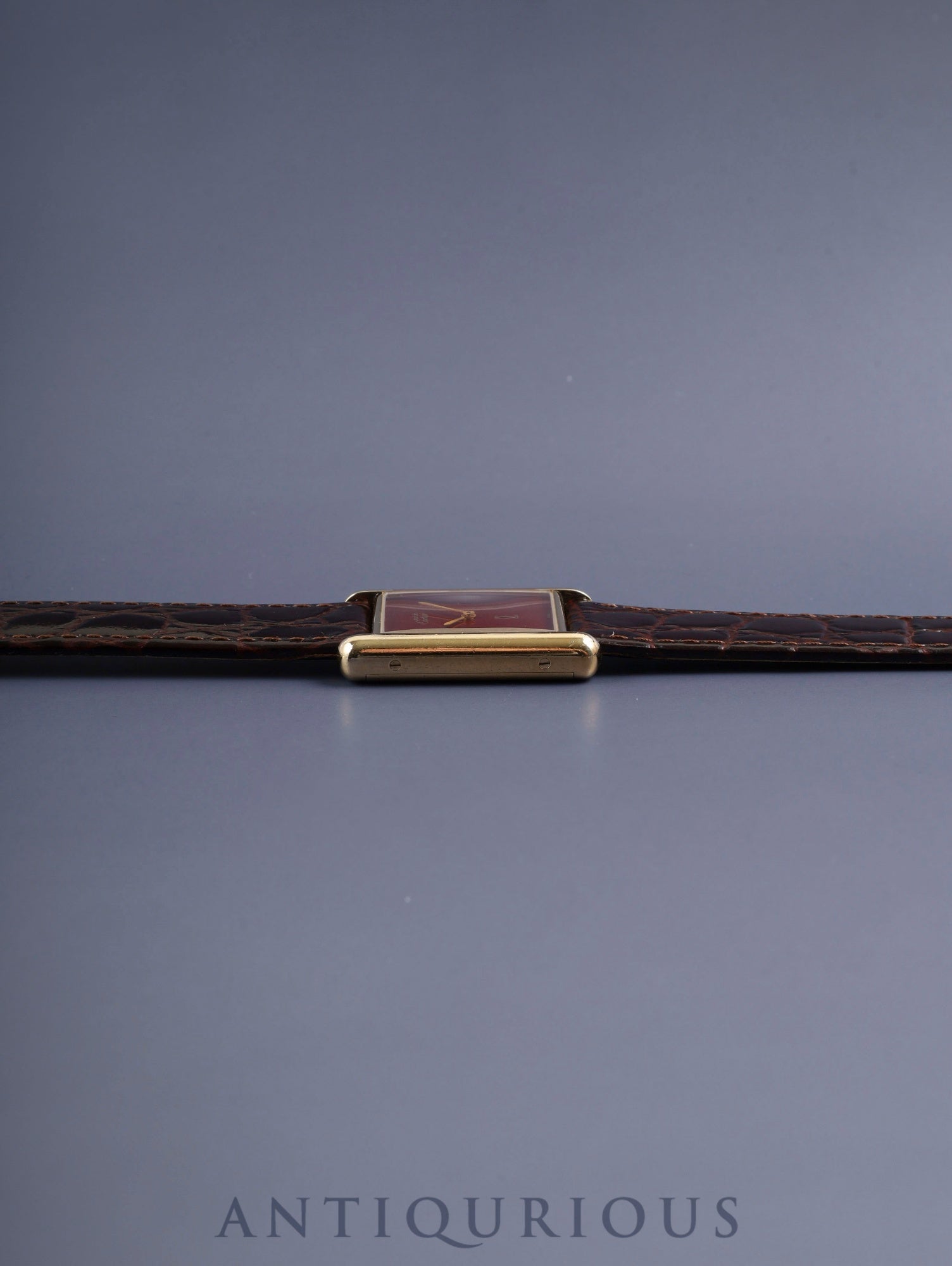 カルティエ マストタンク LM 手巻き Cal.78-1 SV925 革 純正ピンバックル（GP）ガーネットダイアル ボルドー文字盤（SWISS表記）オーバーホール済み