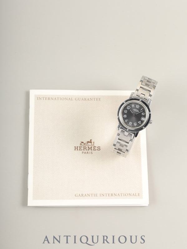 エルメス クリッパー CL4.210 クォーツ SS SS グレー文字盤 保証書（1999年）オーバーホール済み