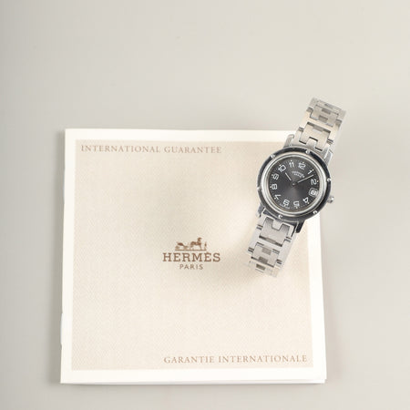 エルメス クリッパー CL4.210 クォーツ SS SS グレー文字盤 保証書（1999年）オーバーホール済み