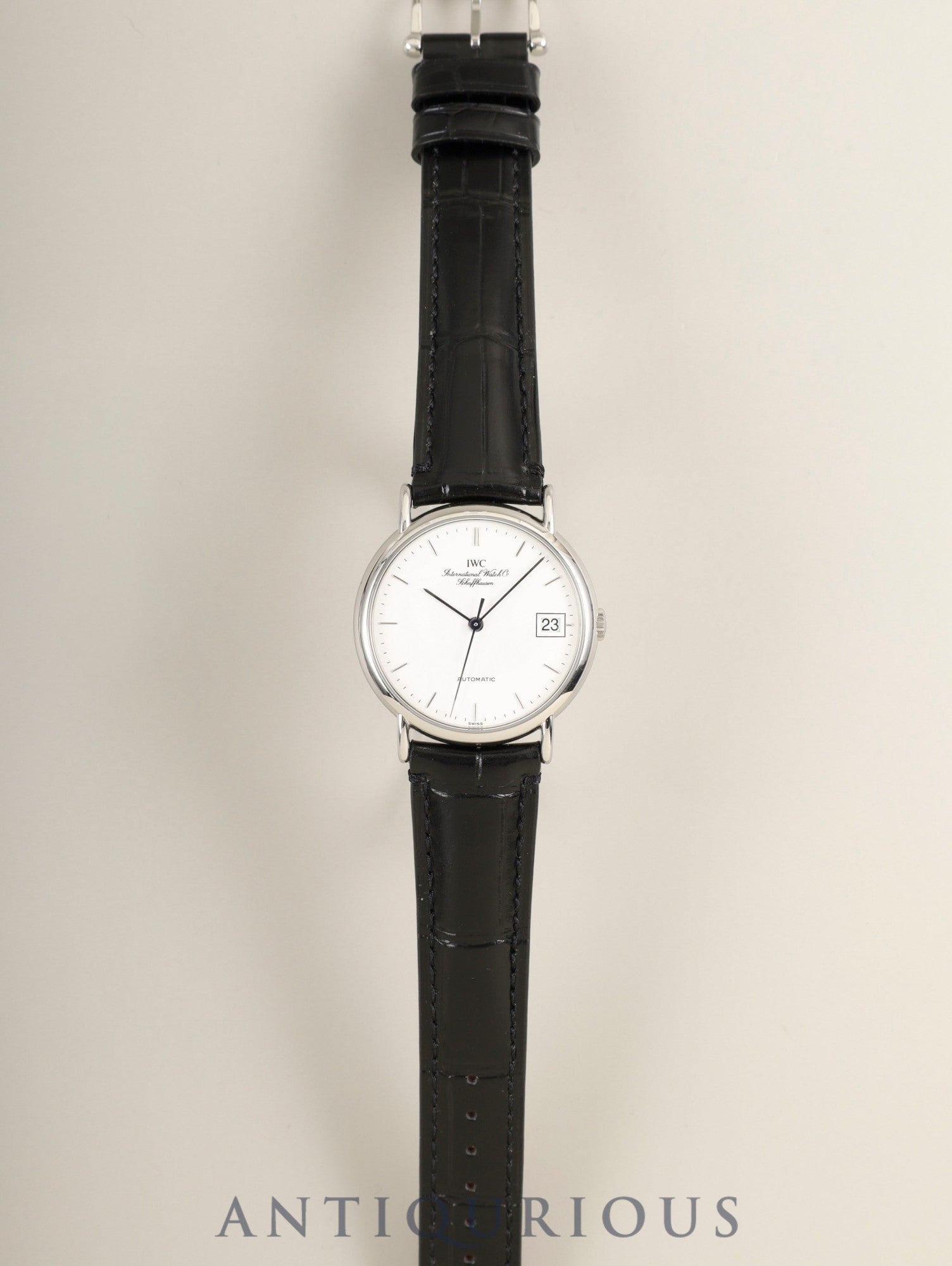 IWC ポートフィノ IW351320 自動巻き SS 革 純正ピンバックル（SS）ホワイト文字盤（風防スレ傷） 保証書（2003年）オーバーホール済み アイダブリュシー