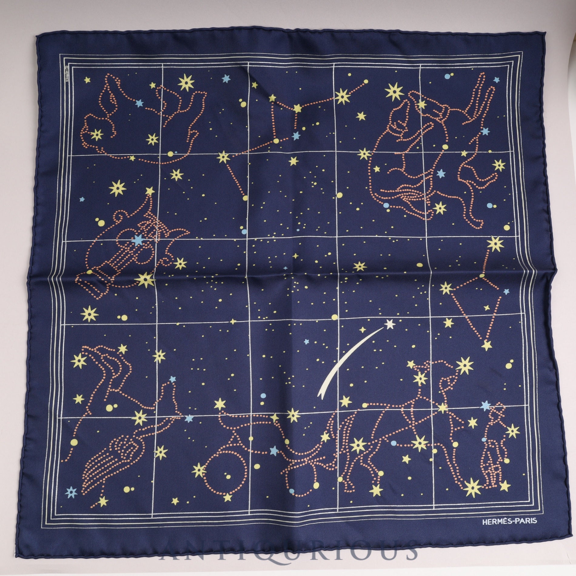 HERMES Scarf CARRES45 Constellation Navy Box