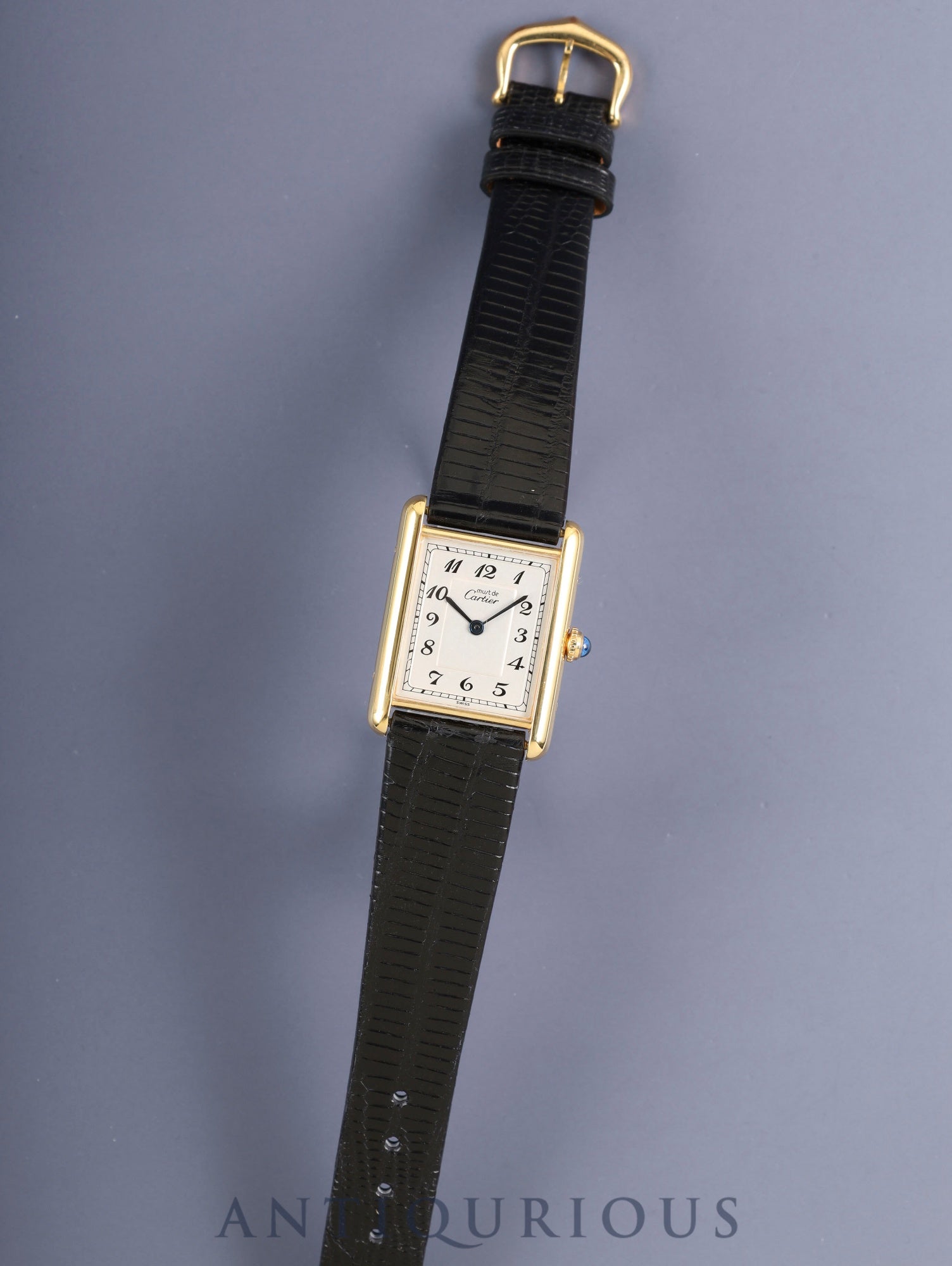 Cartier Must Tank LM 590005 Quartz Cal.690 SV925 Leather Genuine Pin Buckle (GP) Arabic Dial (SWISS marking) Overhauled Polished