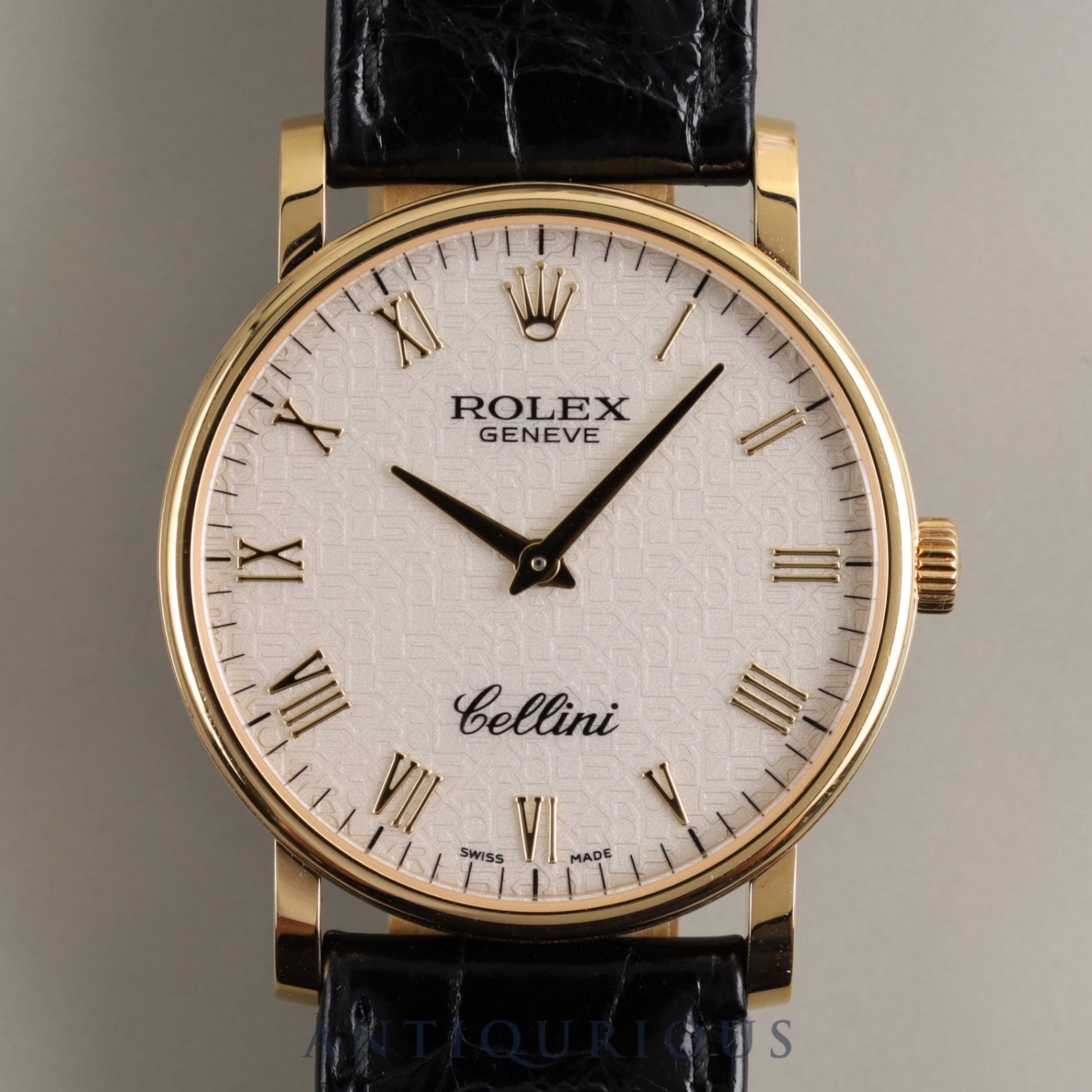 ROLEX CELLINI 5115/8 Manual winding Cal.1602 750YG Genuine leather strap Genuine buckle (750) Ivory engraved computer Roman dial Box Warranty (2015)