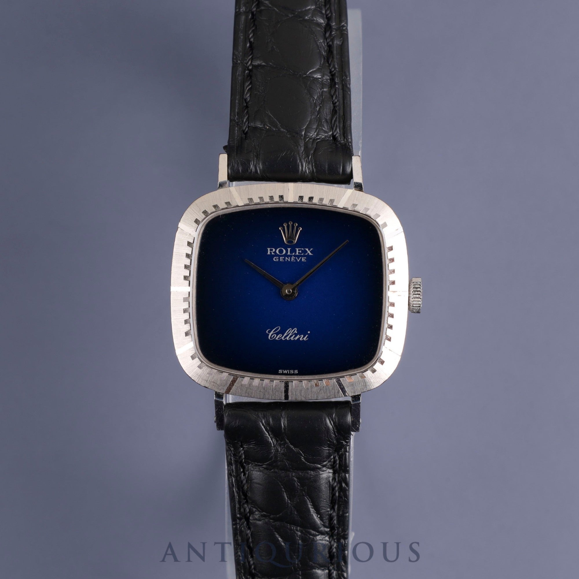 Rolex Cellini 4084 Manual winding 750 Leather Genuine buckle (SS) Blue gradient dial No. 43 (1975) Overhauled