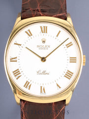 Rolex Cellini 4133 Manual Winding Cal. 1602 18K Leather Genuine Pin Buckle (750YG) White Roman Dial (SWISS marking) N-serial (1991) Overhauled