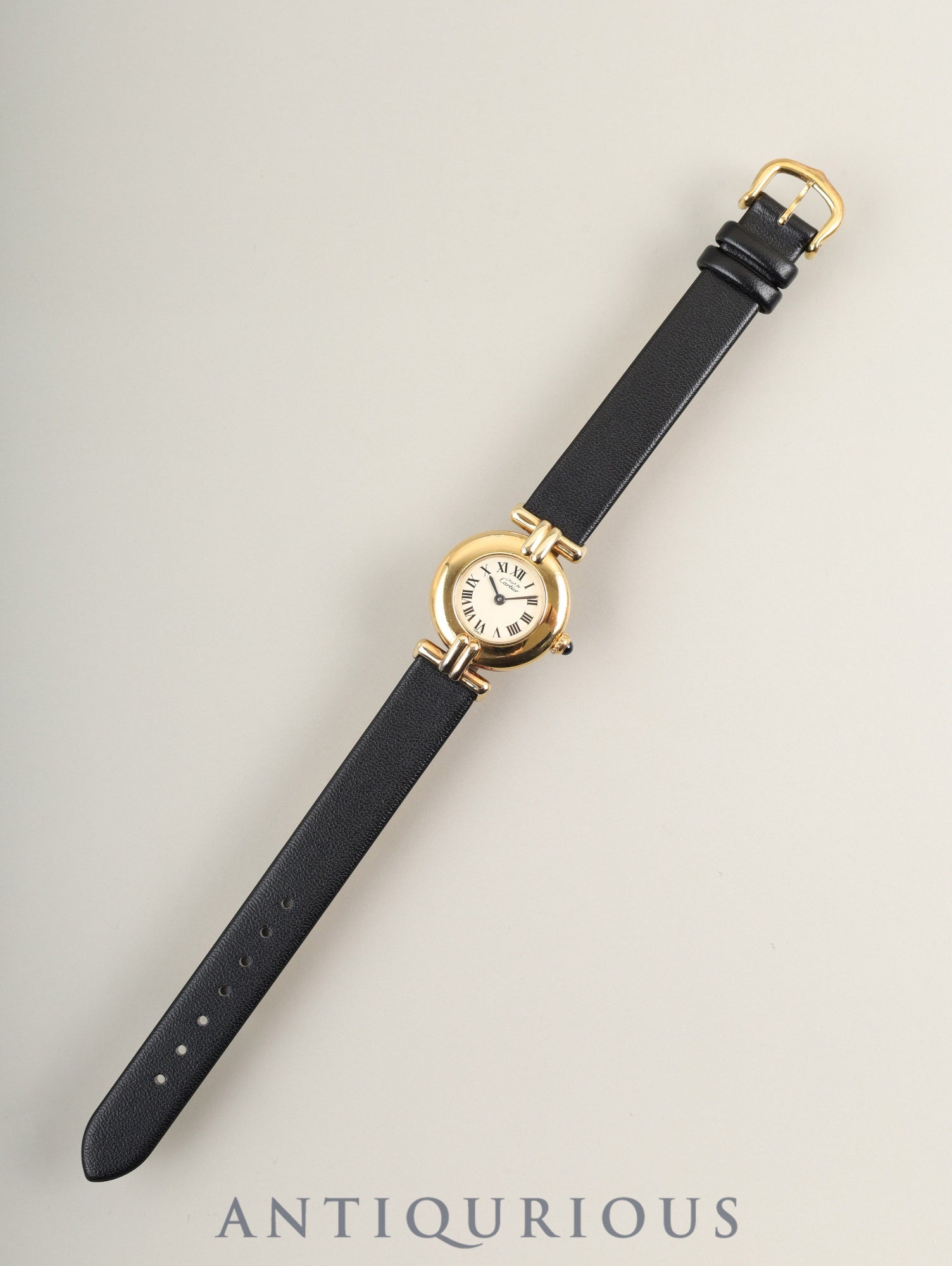 カルティエ マストコリゼ 590002 クォーツ Cal.90 SV925 革 純正尾錠（GP） アイボリーローマン文字盤 オーバーホール済み