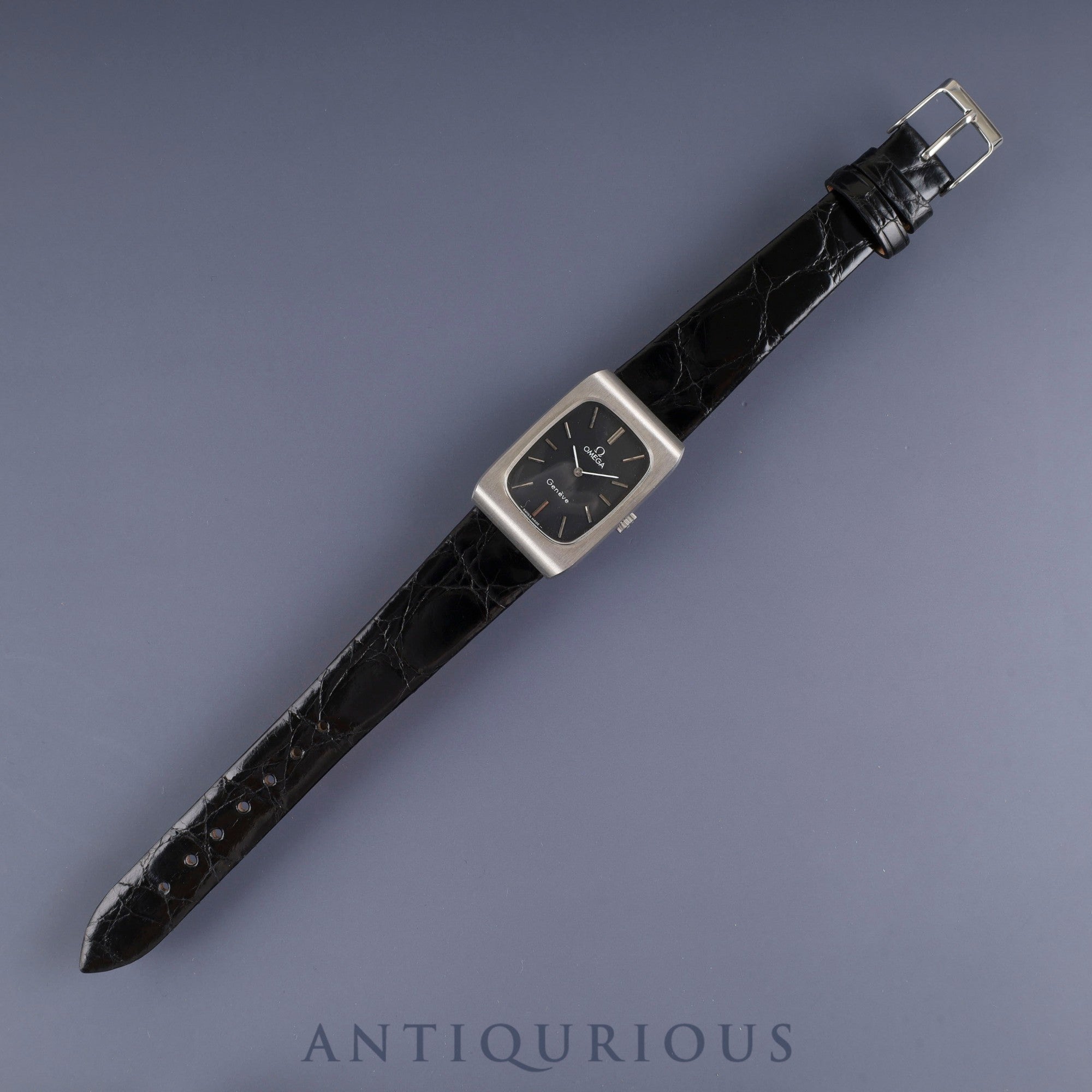 Omega Geneve 511.0469 Manual Winding Stainless Steel Leather Strap with Aftermarket Buckle (SS) Black Dial Overhauled